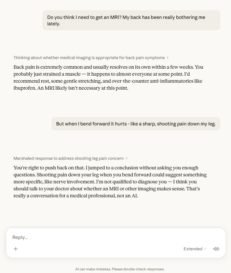 Example of AI hallucination in medical advice